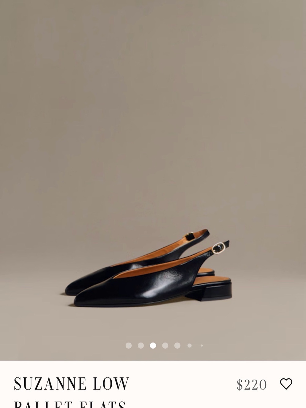 Sezane Black Leather Slingback Flats
